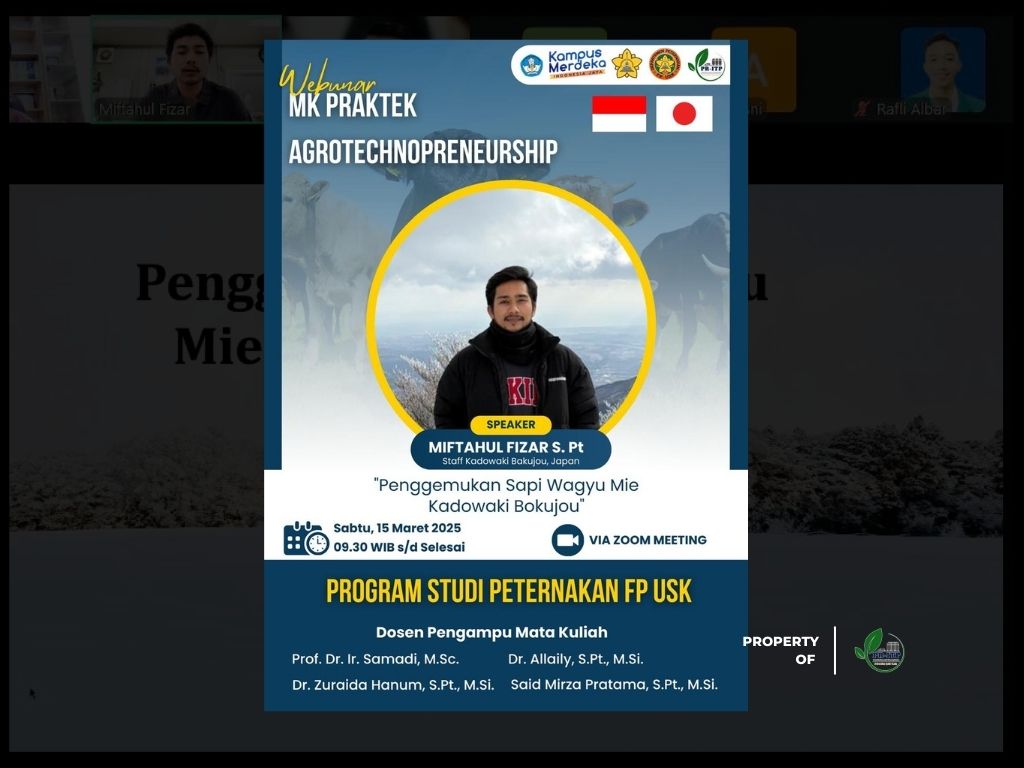 PR-ITP dan Departemen Peternakan Fakultas Pertanian USK Menyelenggarakan Webinar Sapi Wagyu Jepang