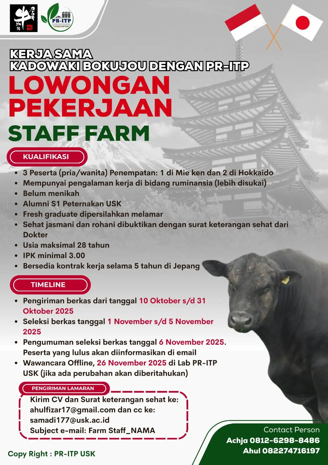 Rekrutmen Staff Farm Ke Jepang: Kerjasama PR-ITP dan Kadowaki Bokujou, Jepang