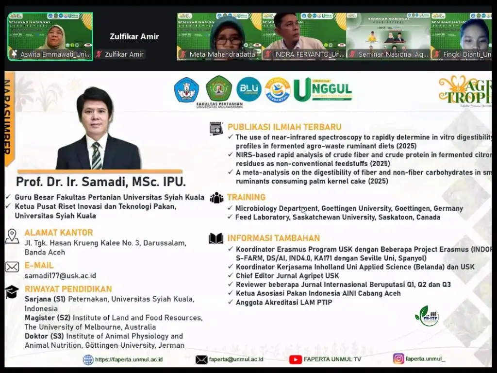 Ketua PR-ITP sebagai Narasumber Seminar Nasional Agrotropikal Universitas Mulawarman Samarinda
